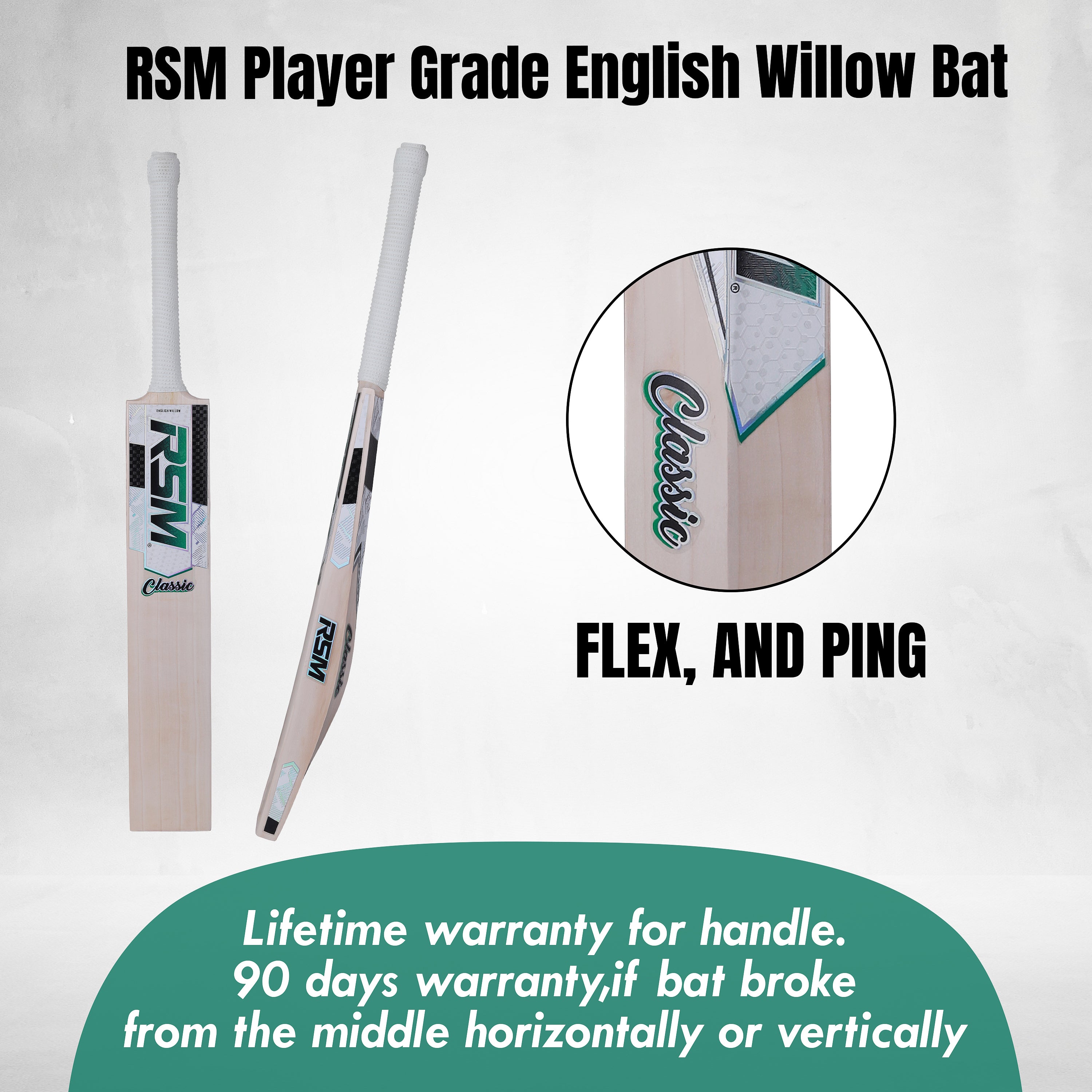 RSM CLASSIC ENGLISH WILLOW CRICKET BAT SHORT HANDEL