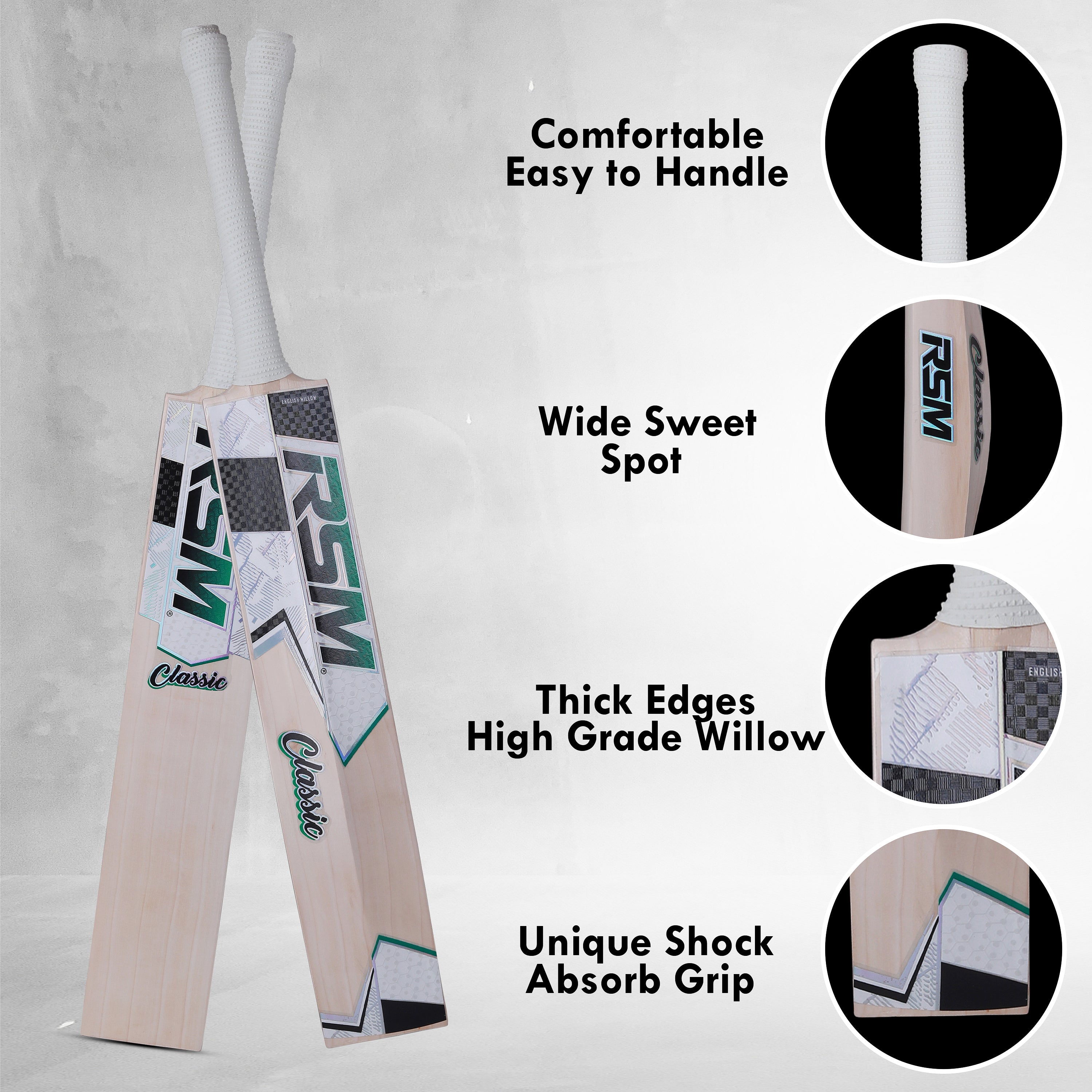 RSM CLASSIC ENGLISH WILLOW CRICKET BAT SHORT HANDEL