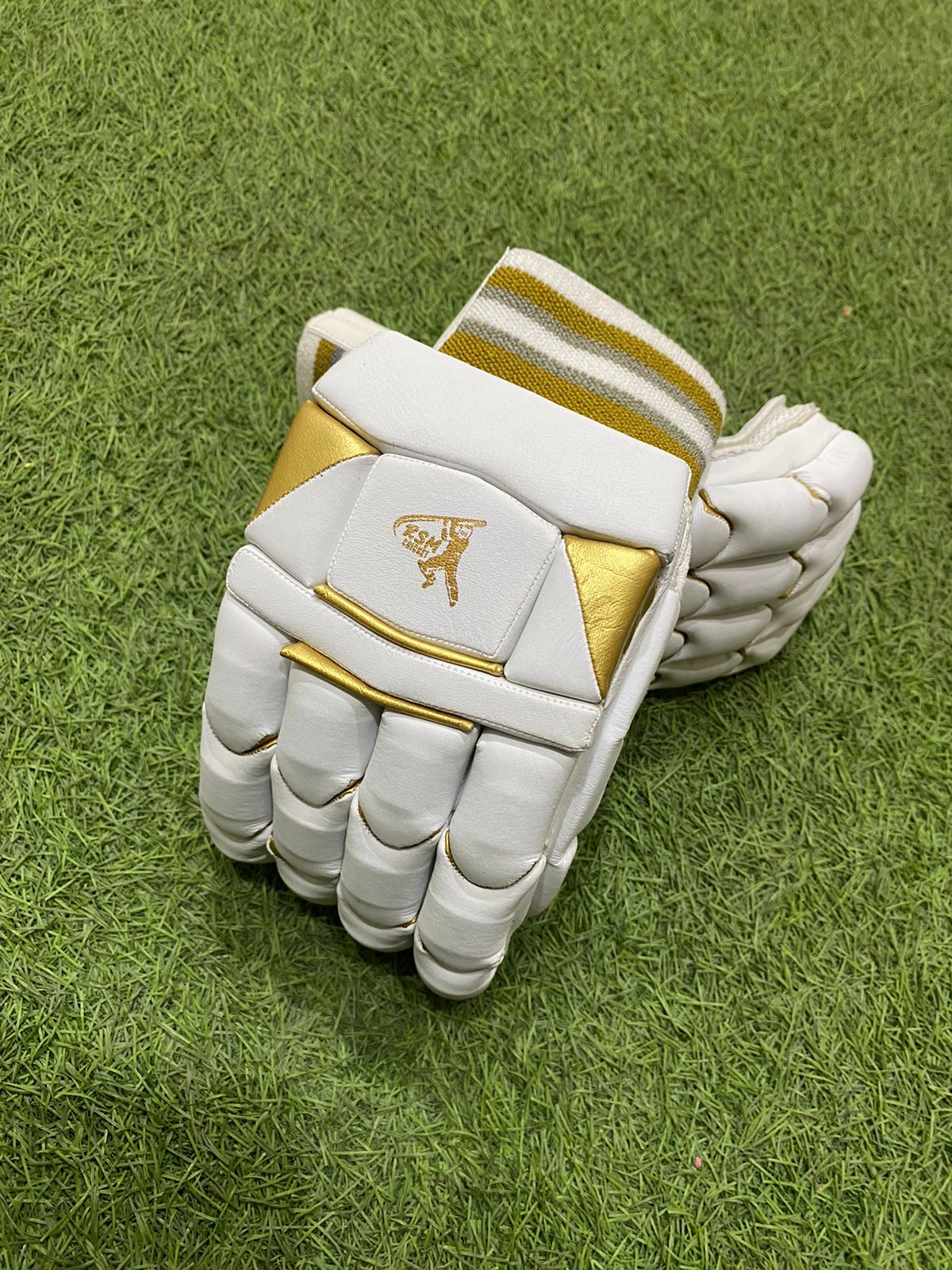 RSM Cricket Batting Gloves Golden White Color