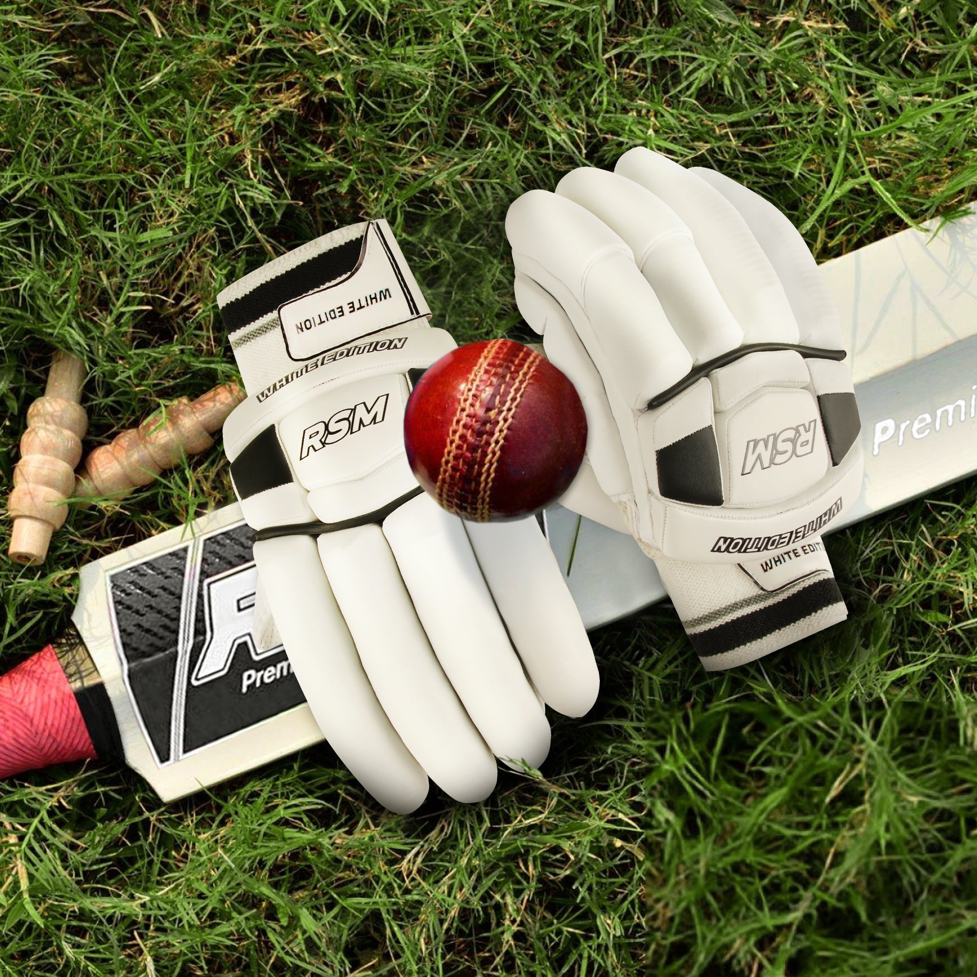 RSM White Edition Cricket Batting Gloves Men Size