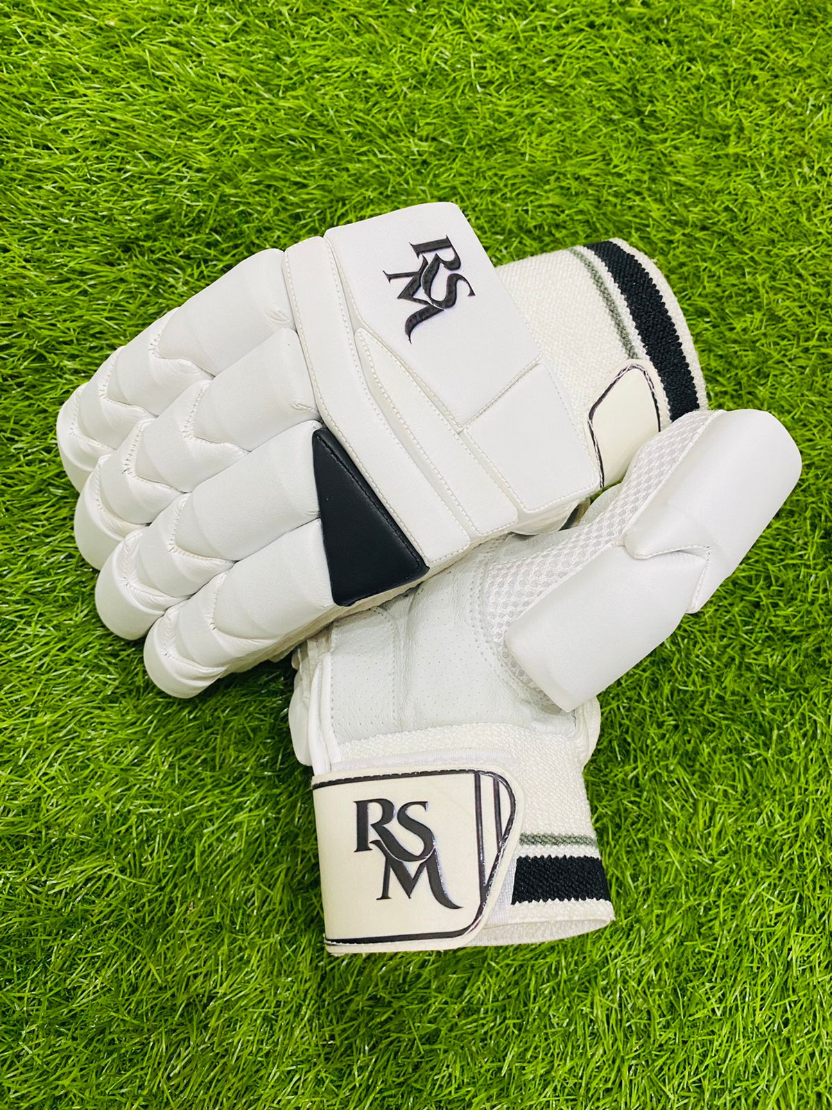 RSM Cricket Batting Gloves White & Black Color Men Size