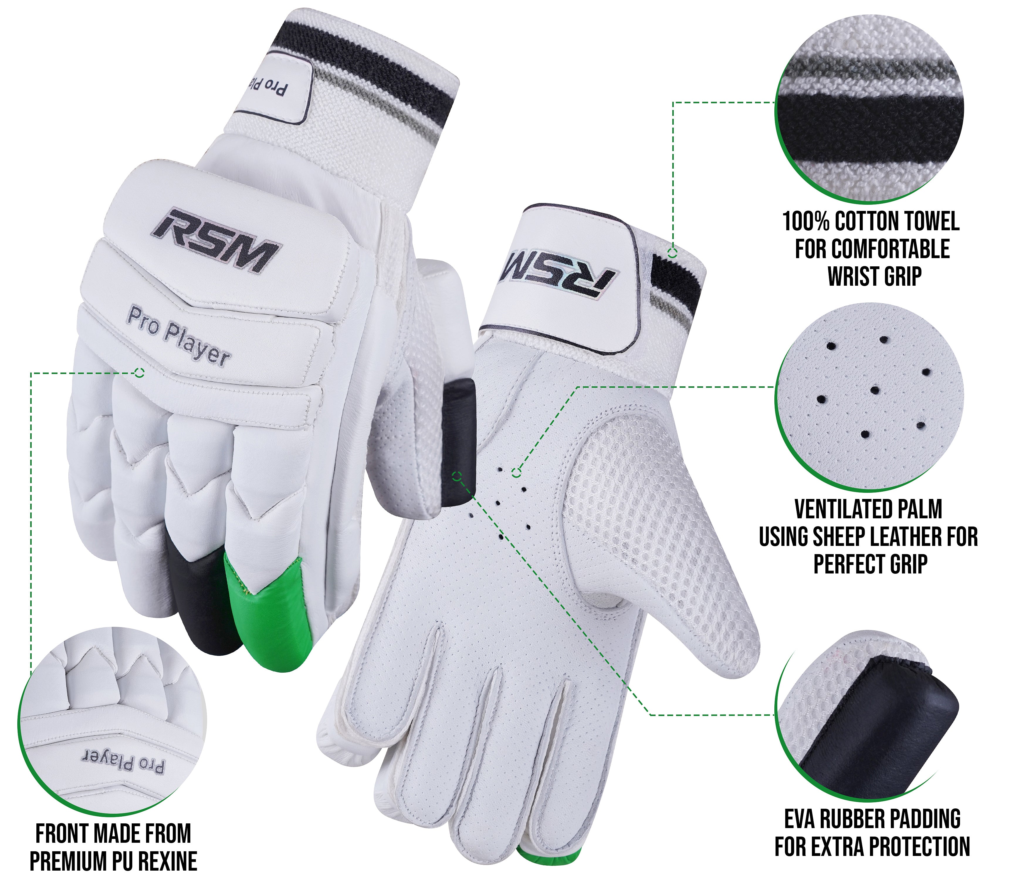 RSM Pro Player Cricket Batting Gloves Men Size