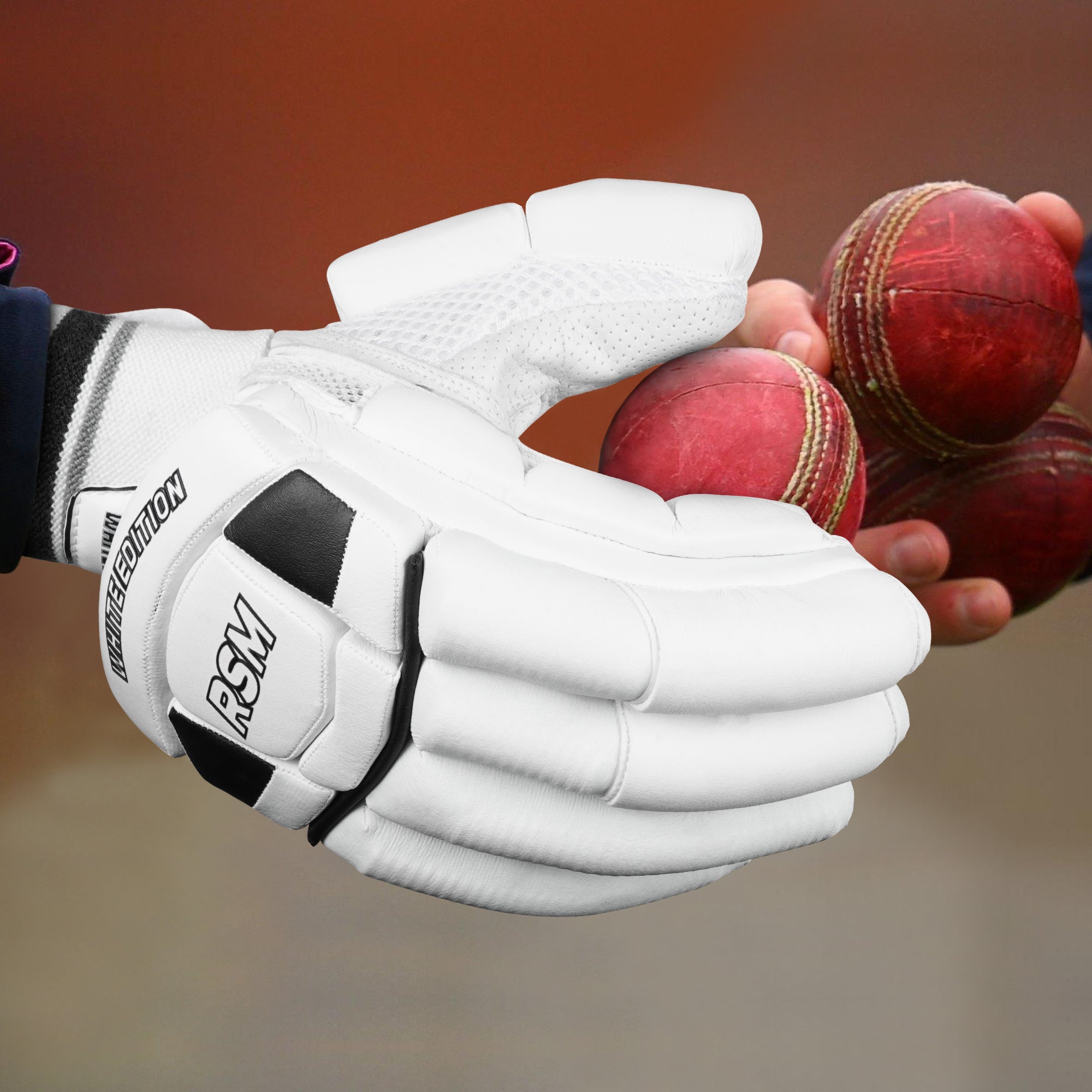 RSM White Edition Cricket Batting Gloves Men Size