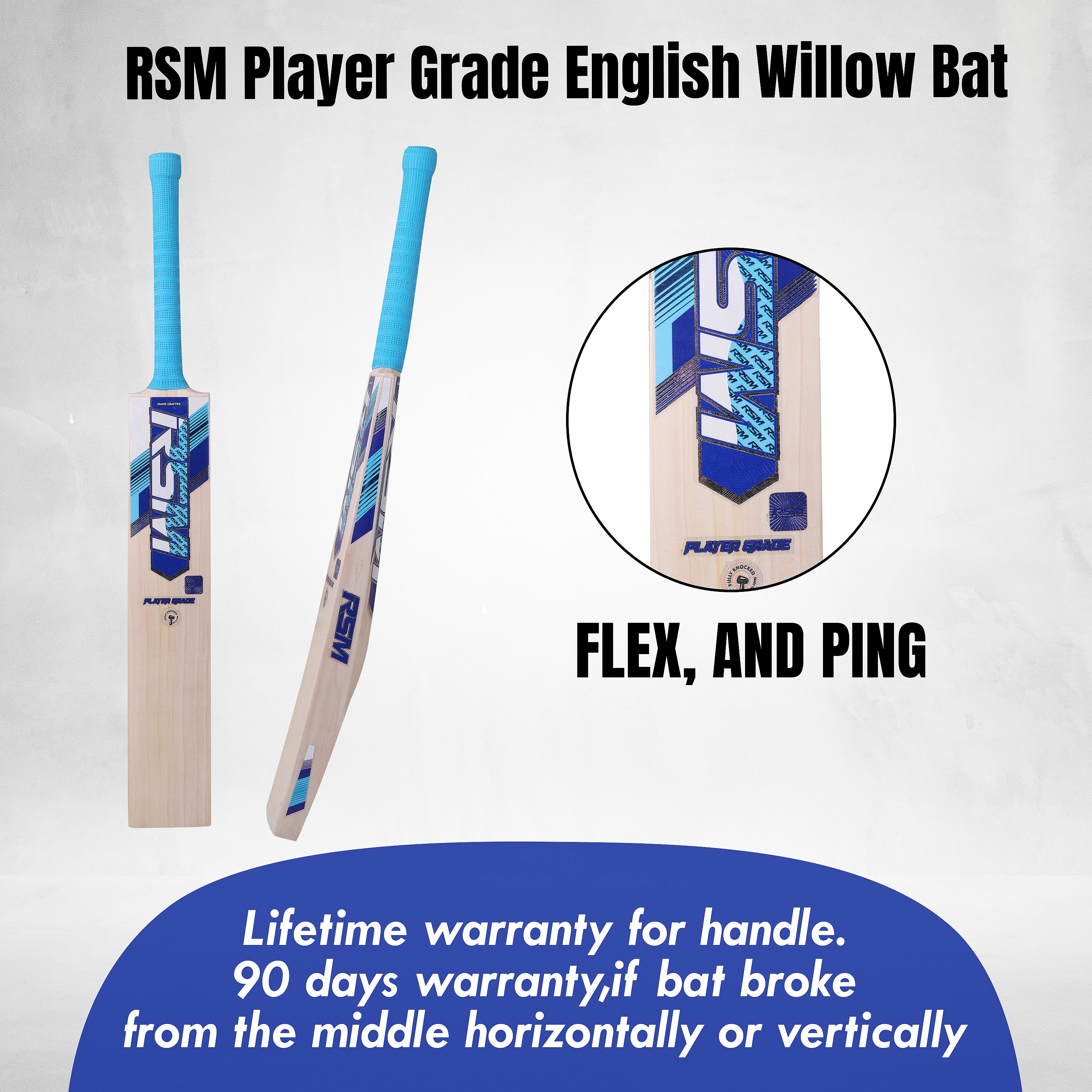 RSM PLAYER GRADE  ENGLISH WILLOW SHORT HANDEL BAT