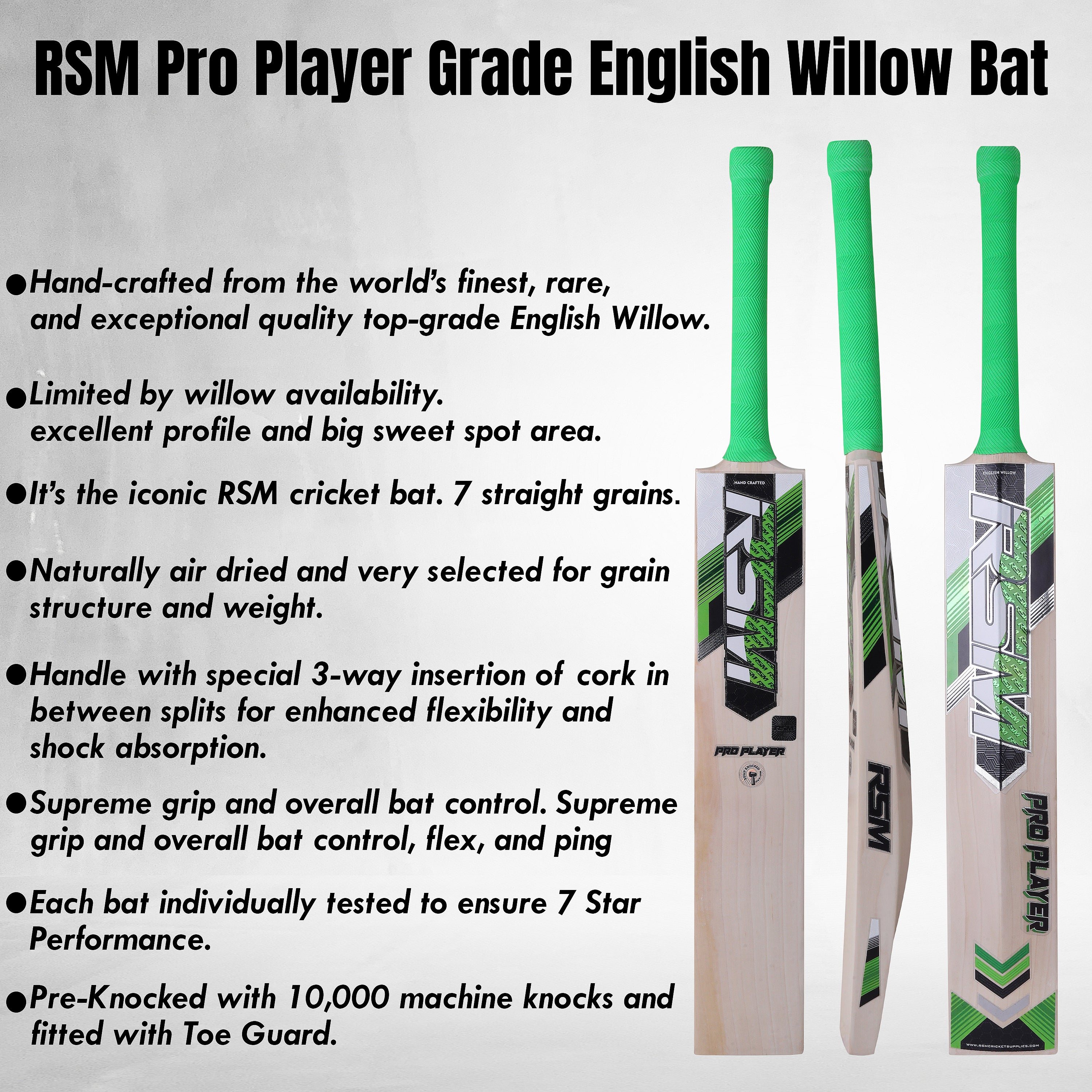 RSM PRO PLAYER ENGLISH WILLOW SHORT HANDEL BAT
