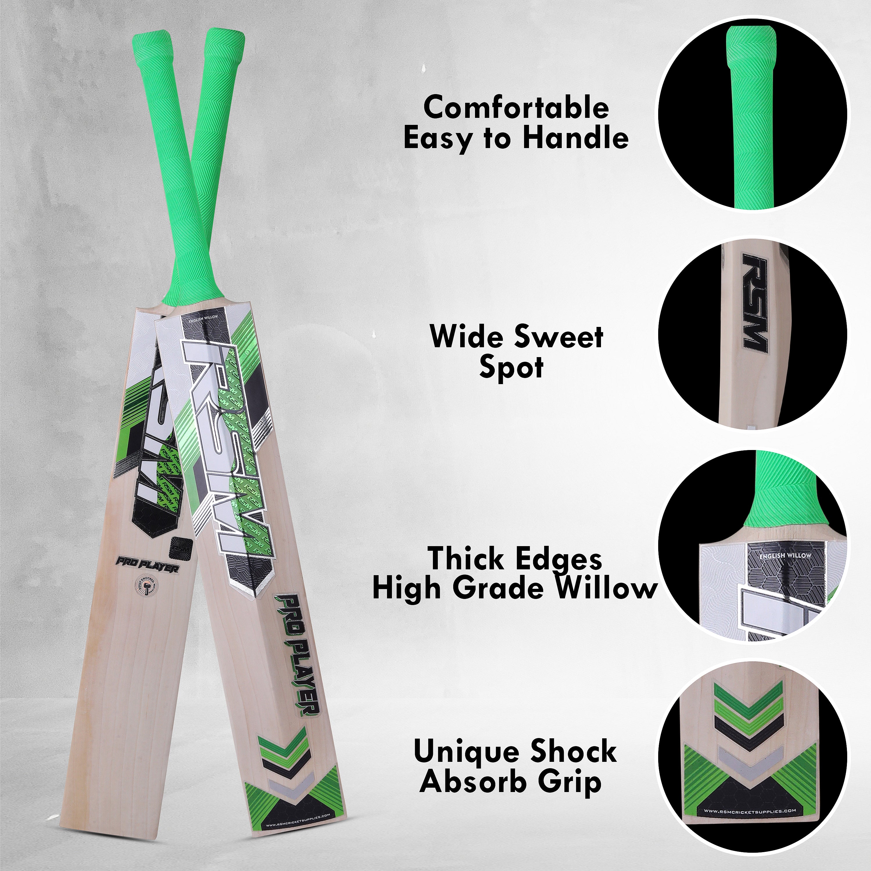 RSM PRO PLAYER ENGLISH WILLOW SHORT HANDEL BAT