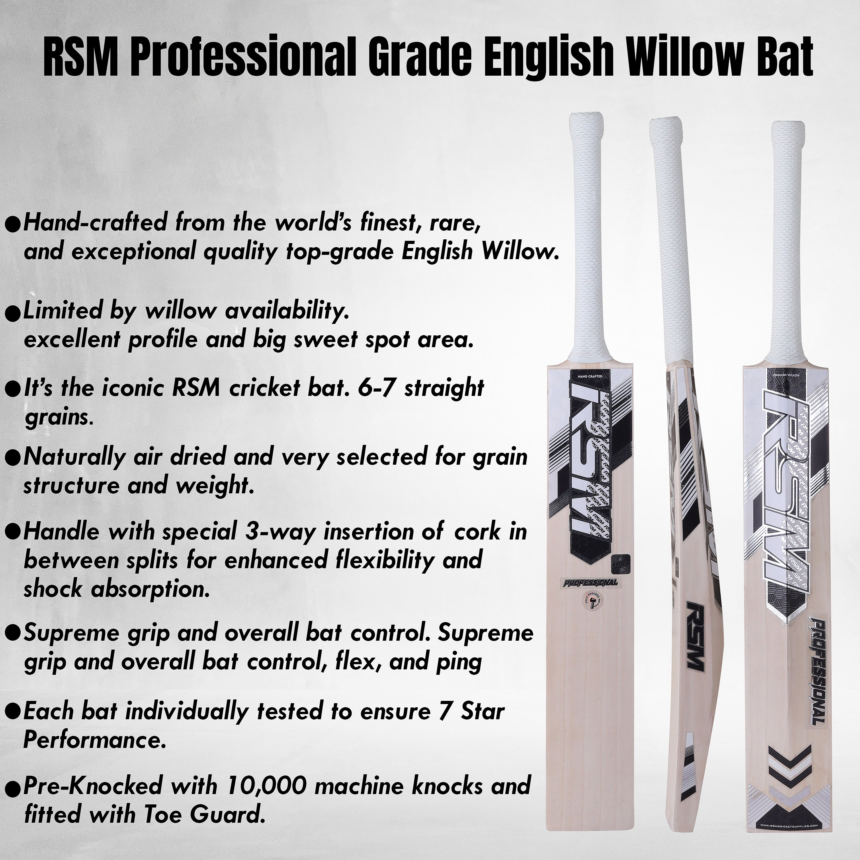 RSM PROFESSIONAL GRADE ENGLISH WILLOW CRICKET BAT