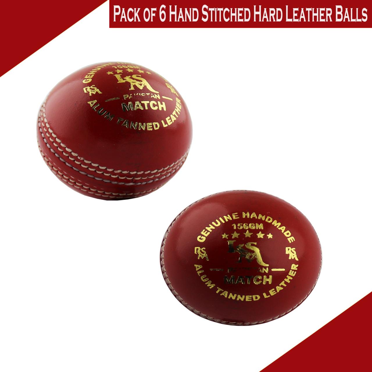 RSM Match Quality Cricket Balls Dark Red Color Pack of 6