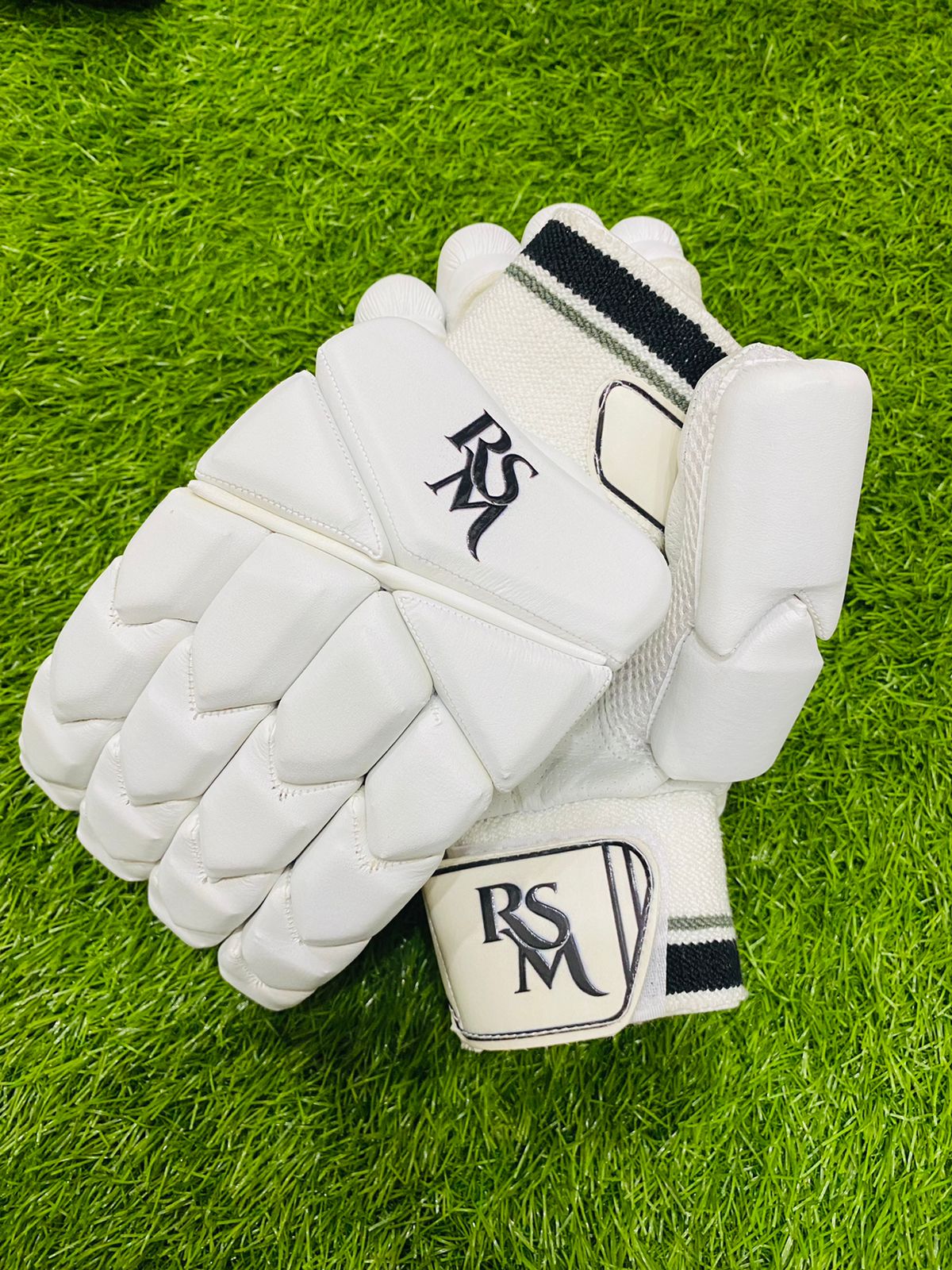 RSM Cricket Batting Gloves Black & White Color