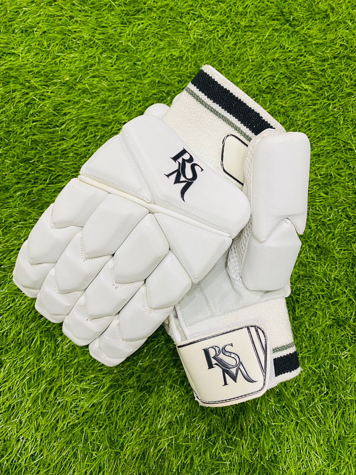 RSM Cricket Batting Gloves Black & White Color