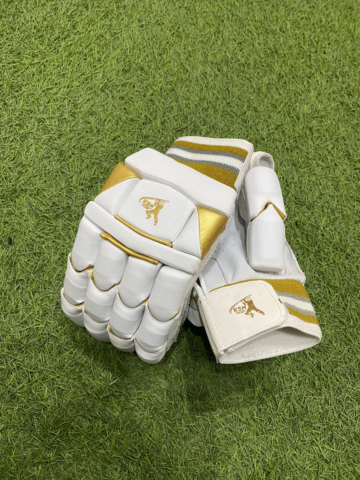 RSM Cricket Batting Gloves Golden White Color