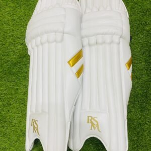 RSM CRICKET LEG GUARDS MEN SIZE WHITE & GOLD COLOR