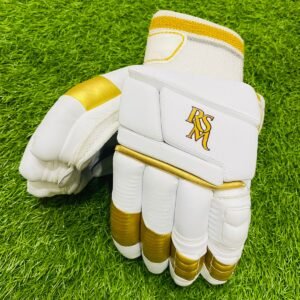 RSM Cricket Batting Gloves White & Gold Color Men Size